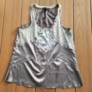 Willi Smith Silver Sequin Metallic Lace Tank Top M